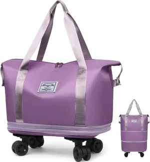 Beente Travel Bag With Wheels, 2025 New Large Capacity Travel Bag, ExpandableLarge Capacity Universal Wheel Removable (Light purple)