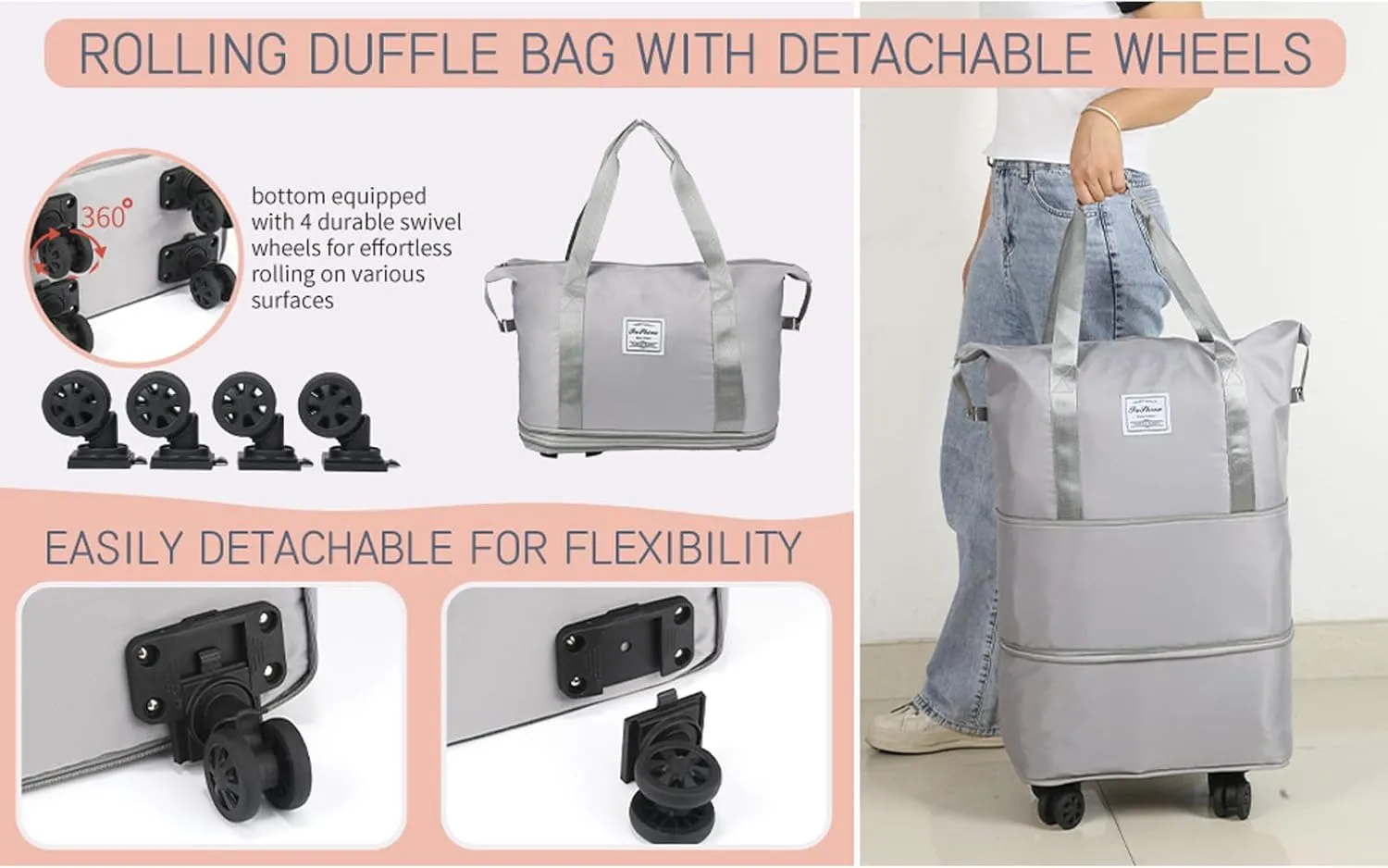 Beente Travel Bag with Wheels, Kulken Travel Bag with Wheels, 2025 New Travel Bag Universal