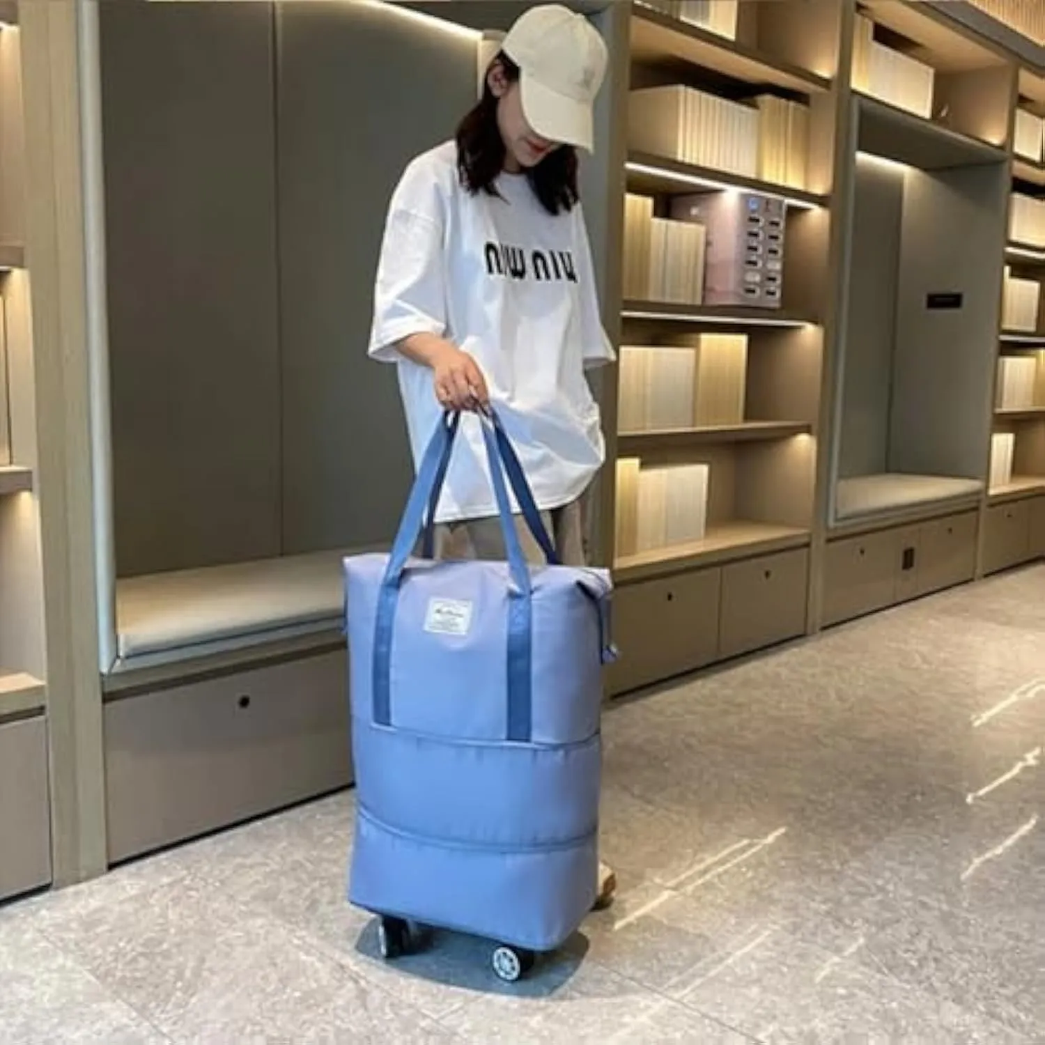 Beente Travel Bag With Wheels,Carry on Duffle Bag with Wheels, 2025 New Large Capacity Travel Bag - Universal Wheel Removable (Dark Blue)