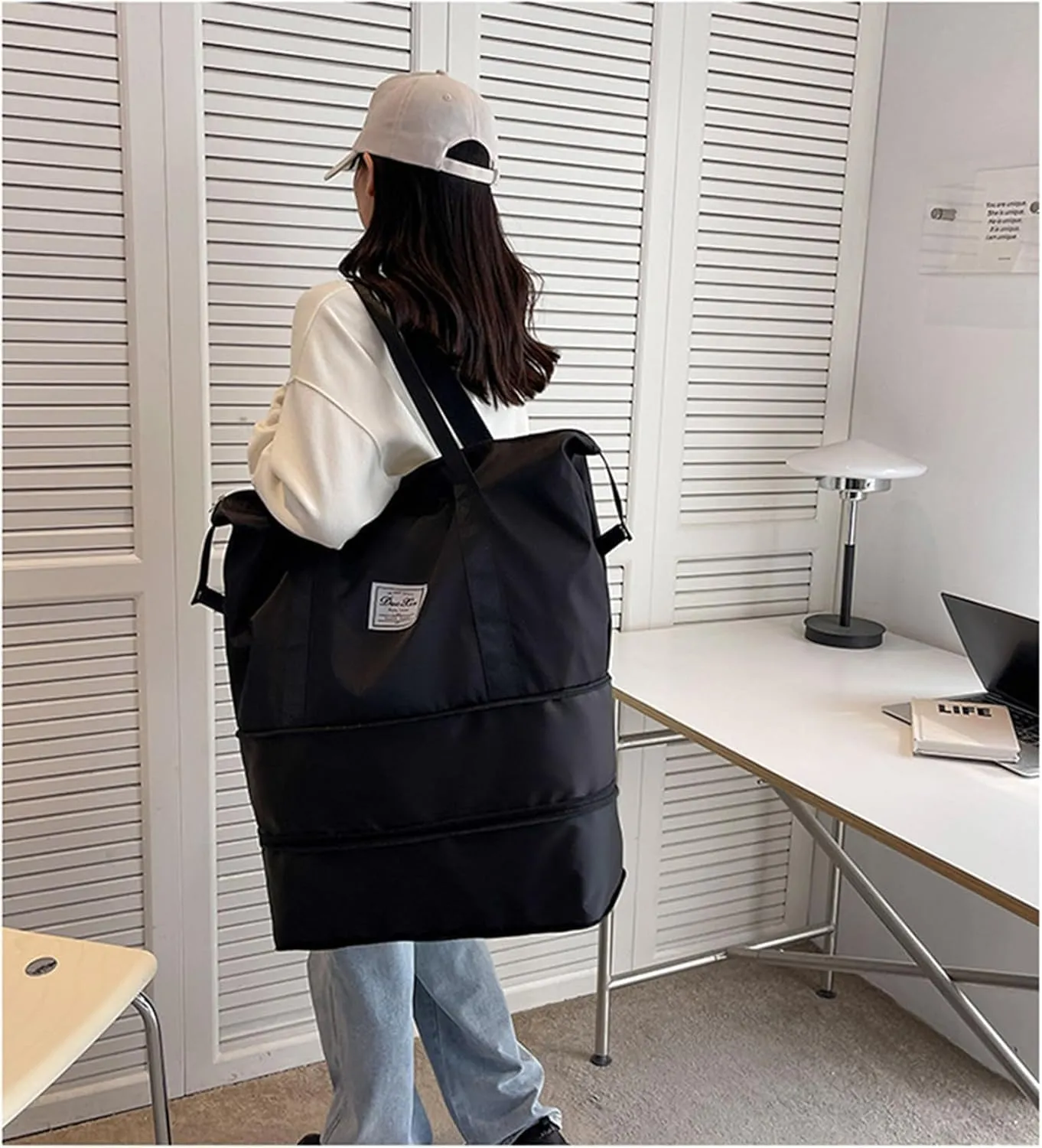 Beente Travel Bag With Wheels,Carry on Duffle Bag with Wheels, 2025 New Large Capacity Travel Bag - Universal Wheel Removable (Dark Blue)