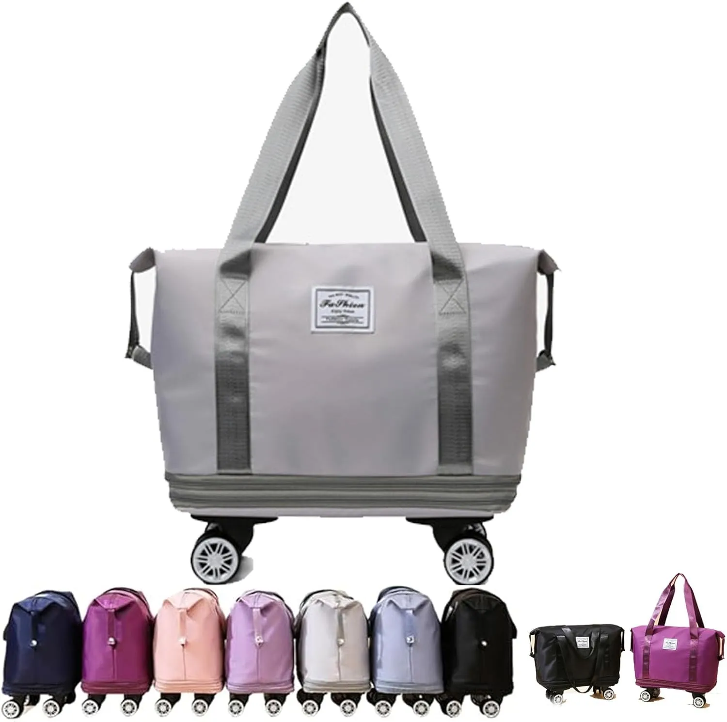 Beente Travel Bag With Wheels,Carry on Duffle Bag with Wheels, 2025 New Large Capacity Travel Bag - Universal Wheel Removable (Gray)