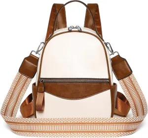 BJE Mini Backpack for Women Leather Small Backpacks Purse, Ladies Designer Daypack, Shoulder Backpack Convertible Handbags White