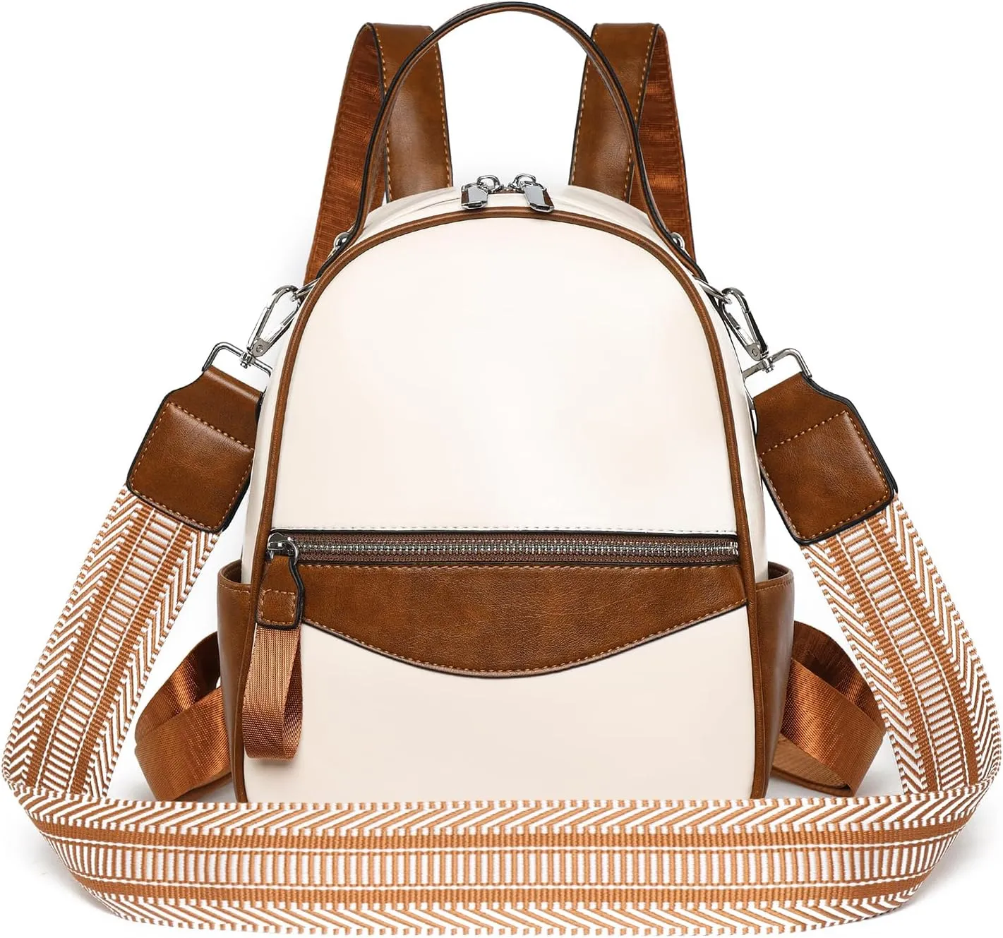 BJE Mini Backpack for Women Leather Small Backpacks Purse, Ladies Designer Daypack, Shoulder Backpack Convertible Handbags White