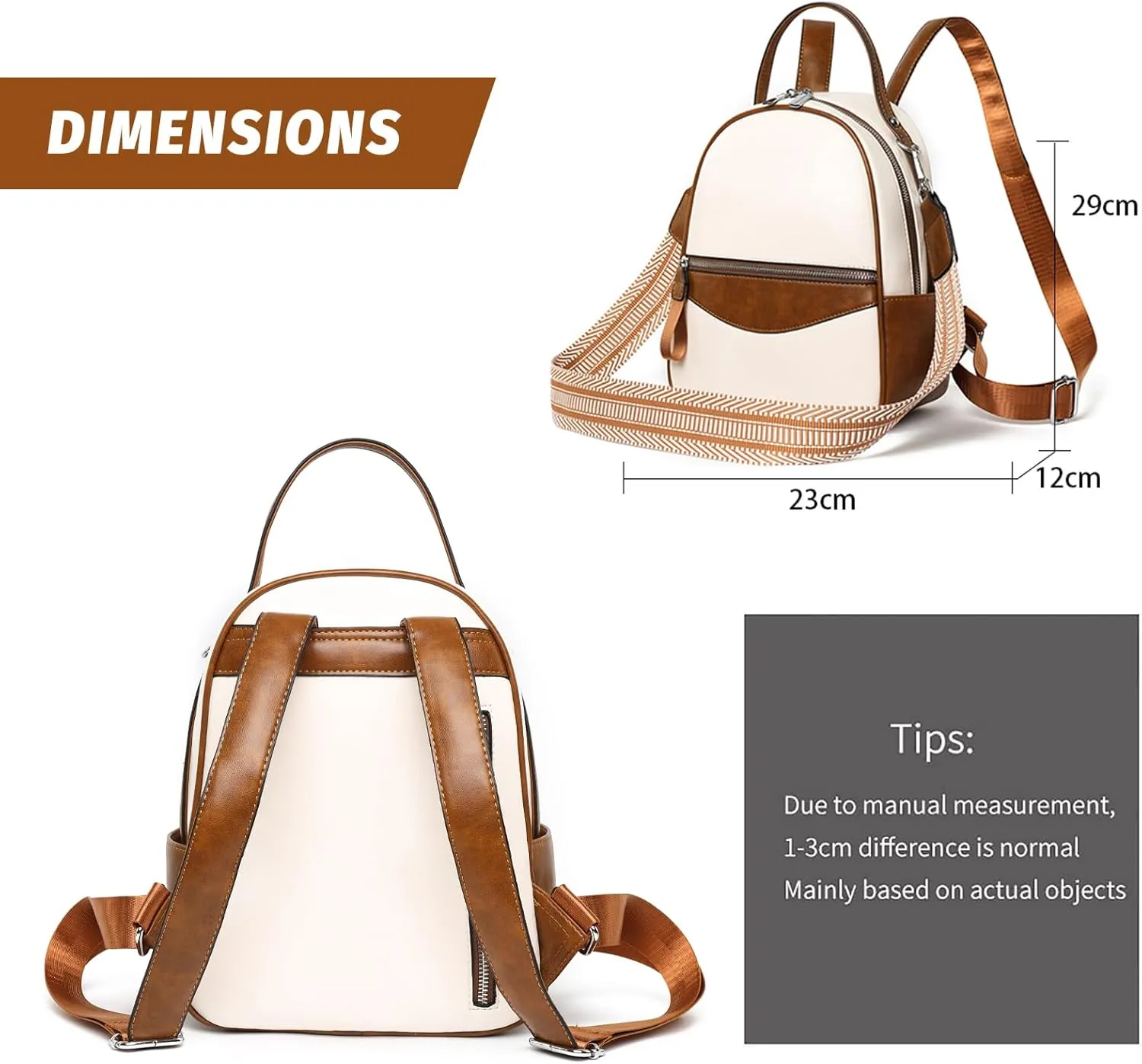 BJE Mini Backpack for Women Leather Small Backpacks Purse, Ladies Designer Daypack, Shoulder Backpack Convertible Handbags White