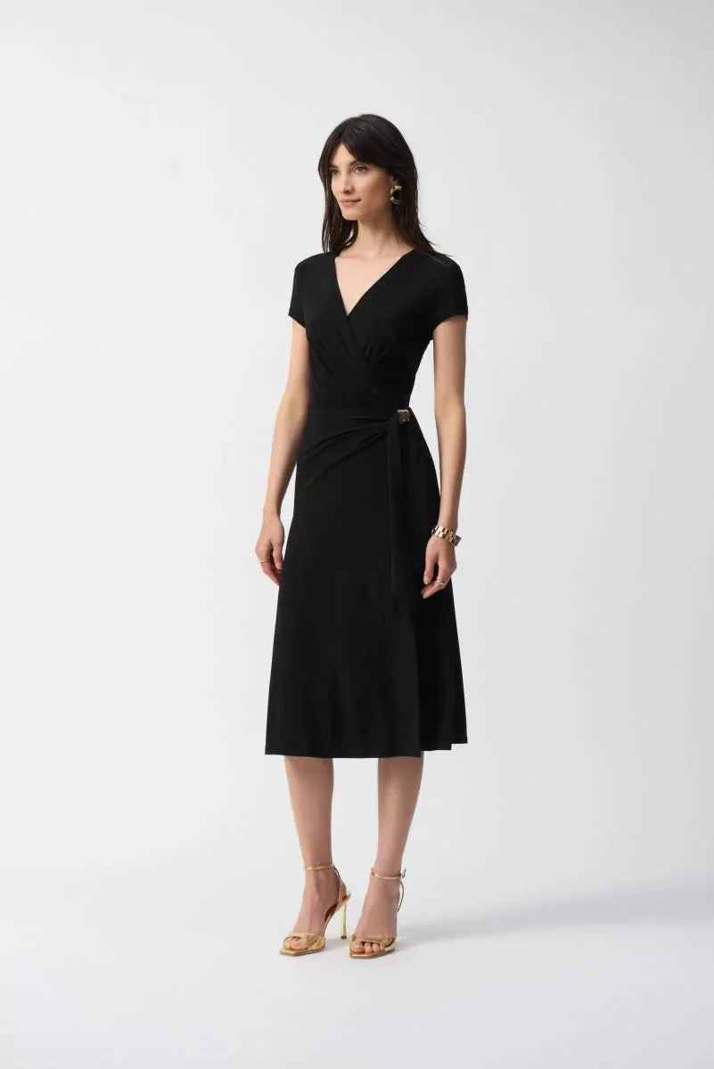Black Flowy Wrap Dress Style 251250