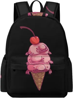 Blobfish Cherry Ice Cream Laptop Backpack for Women Men Cute Shoulder Bag Printed Daypack for Travel Sports Work