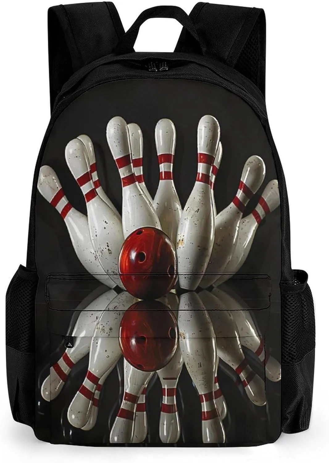 Bowling Ball Strikes Bowling Pins Sports Backpack Lightweight Laptop Backpack Work Backpack Carry-on Travel Backpack for Men Women