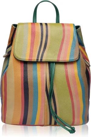 BOYATU Leather Backpack Purse for Women: Ladies Travel Fashion Back Pack - Genuine Leather Bag Casual Handbags for Work (Rainbow)