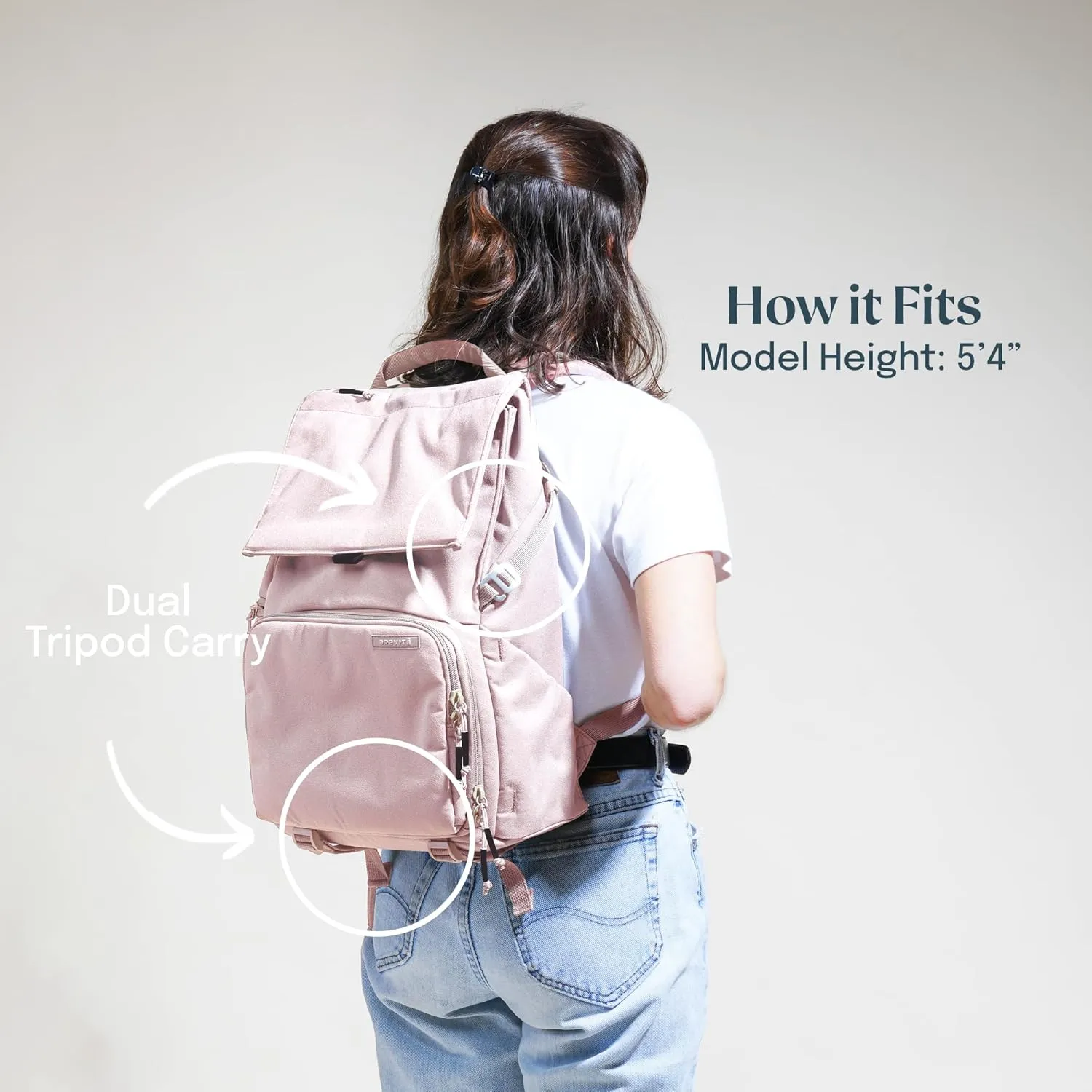 BREVITE - The Runner - Compact Camera Backpacks for Photographers - A Minimalist & Travel-friendly Photography Backpack Compatible With Both Laptop & DSLR Accessories 18L (Blush Pink)