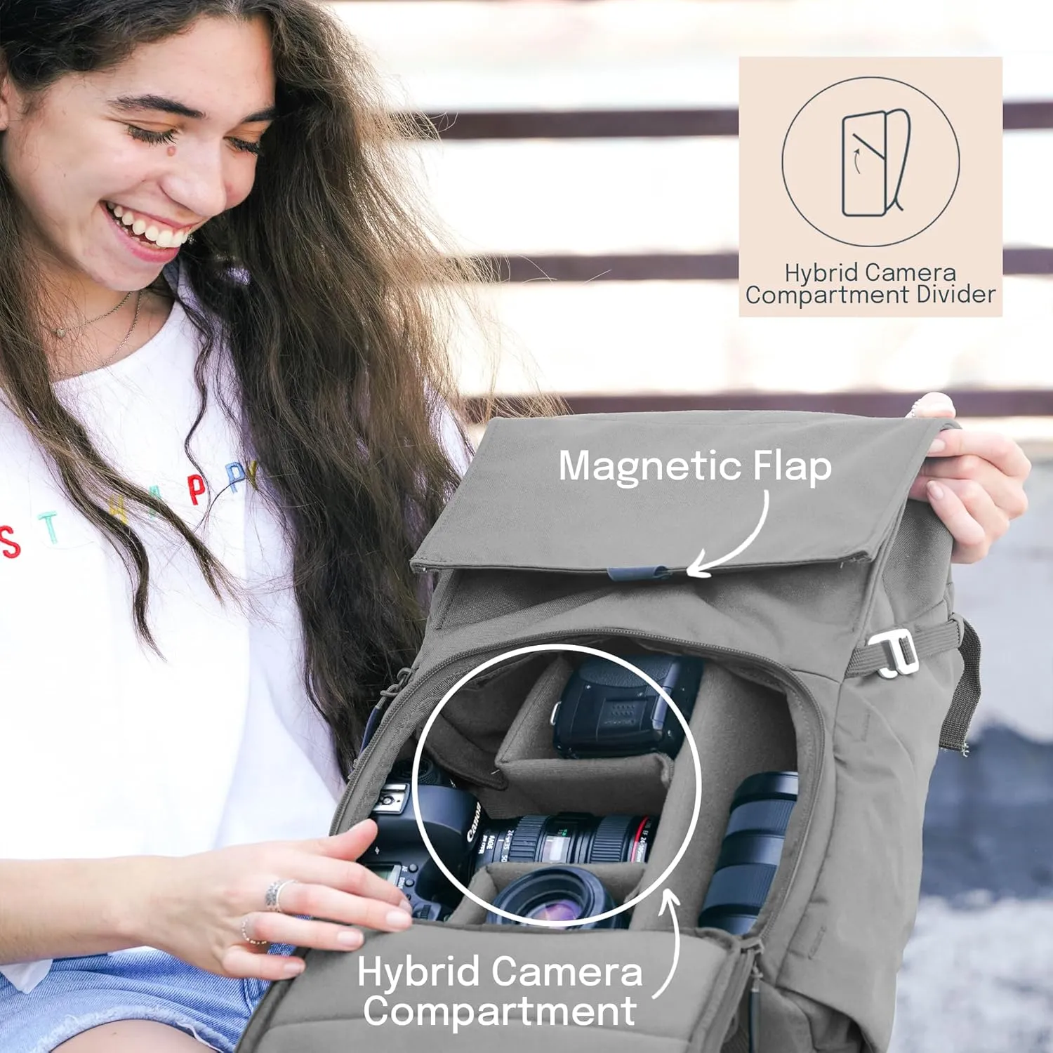 BREVITE - The Runner - Compact Camera Backpacks for Photographers - A Minimalist & Travel-friendly Photography Backpack Compatible With Both Laptop & DSLR Accessories 18L (Charcoal Gray)