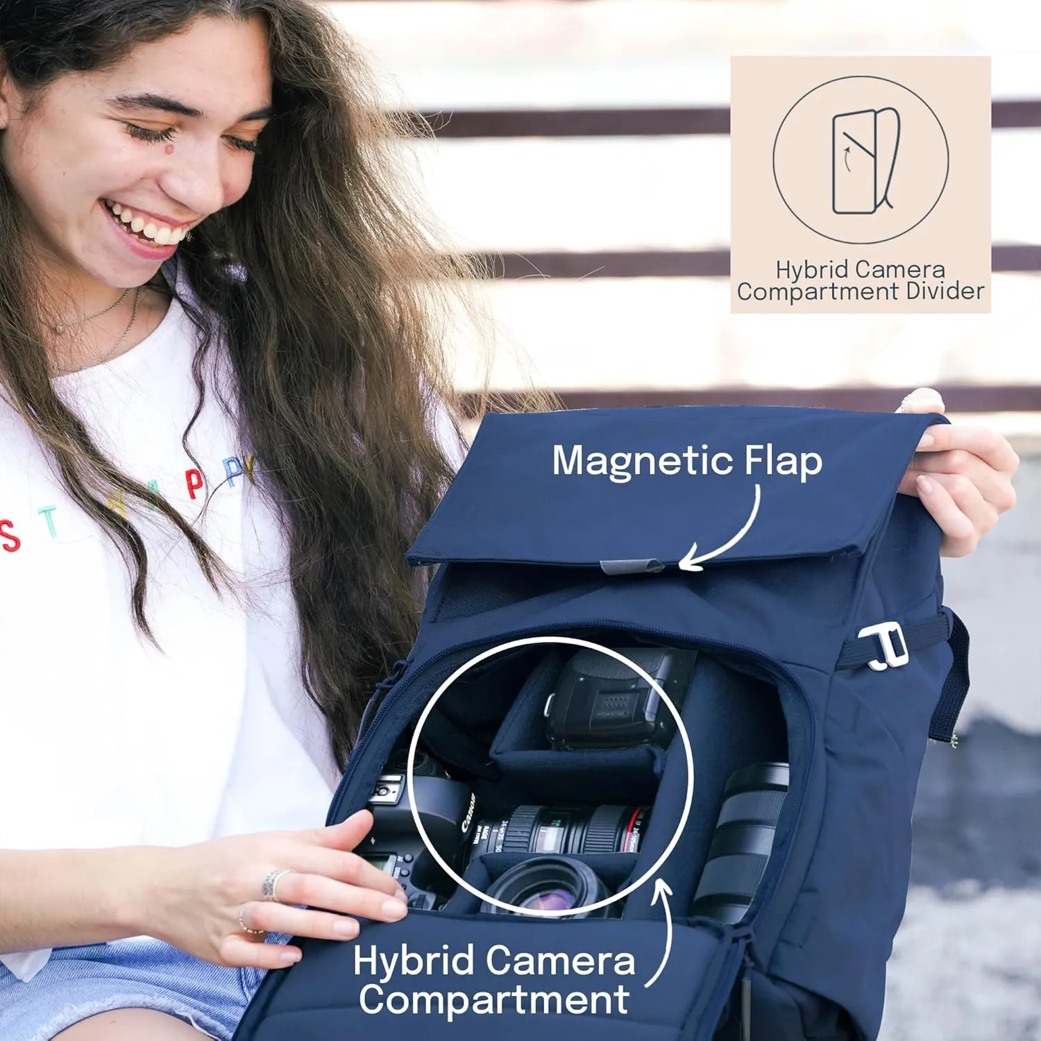 BREVITE - The Runner - Compact Camera Backpacks for Photographers - A Minimalist & Travel-friendly Photography Backpack Compatible With Both Laptop & DSLR Accessories 18L (Moonlit Blue)