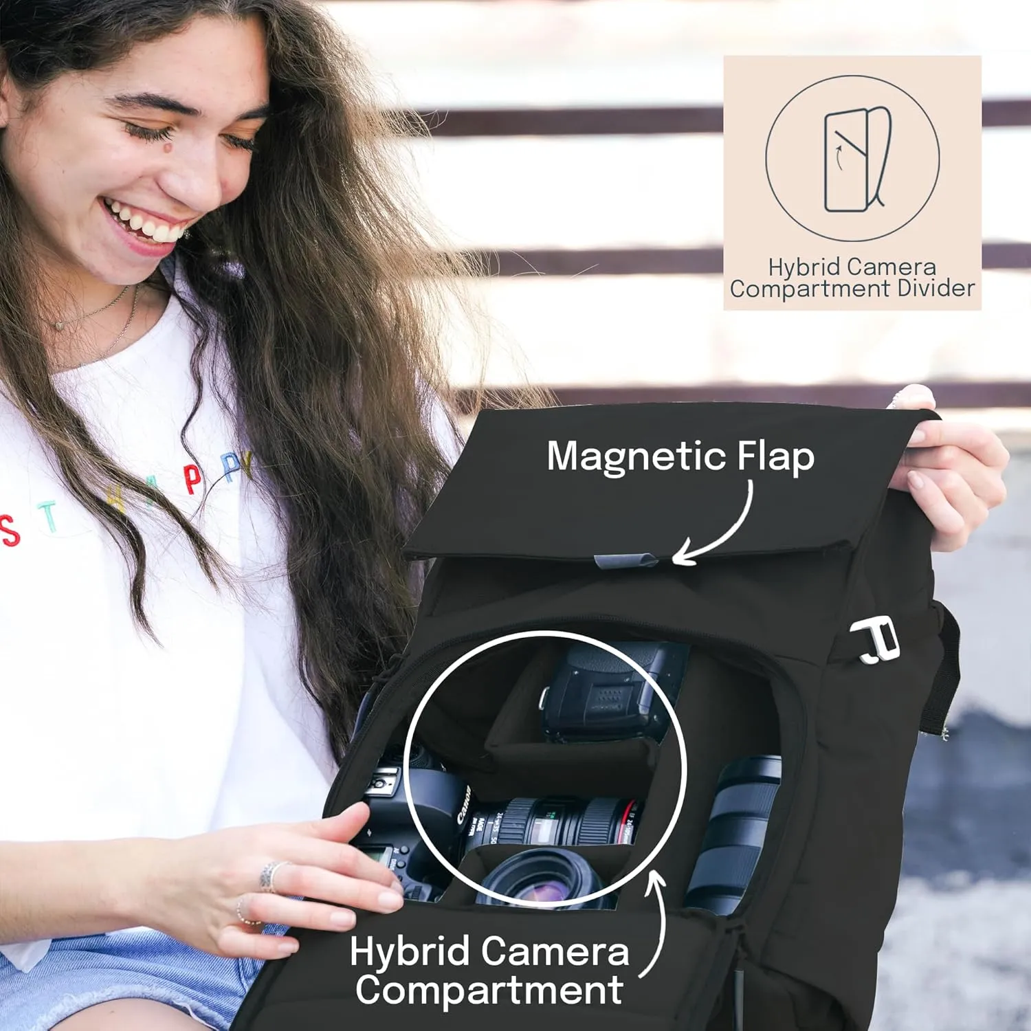 BREVITE - The Runner - Compact Camera Backpacks for Photographers - A Minimalist & Travel-friendly Photography Backpack Compatible With Both Laptop & DSLR Accessories 18L (Triple Black)