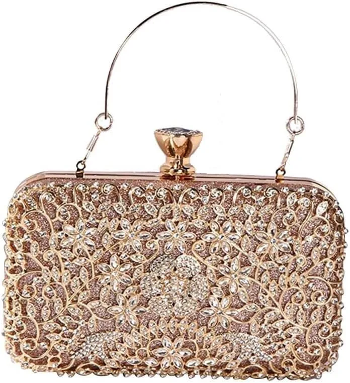 Bridal Wedding Handbag Crystal Clutch Glitter Shoulder Elegant Crossbody Rhinestone Evening for Women