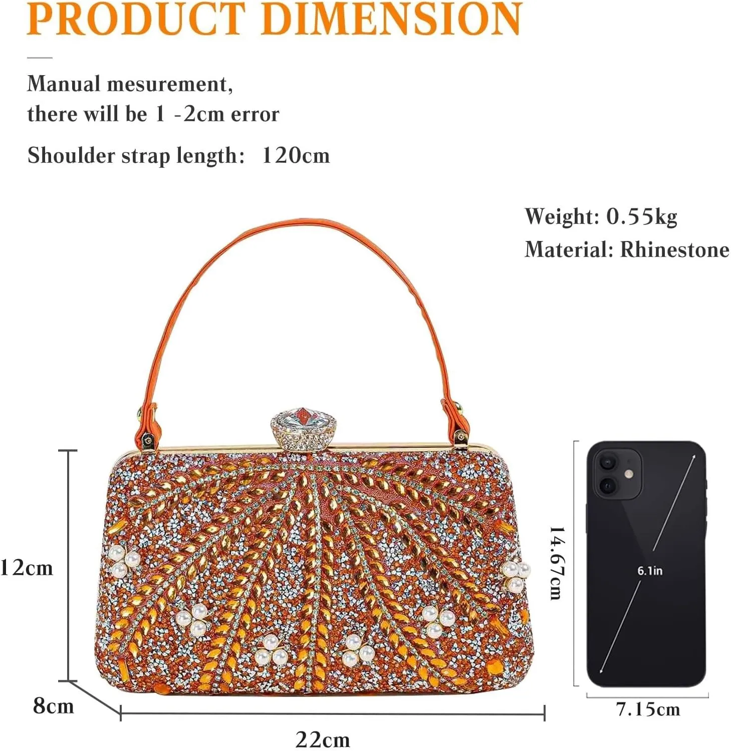 Bridal Wedding Purse Elegant Crossbody Women Evening Rhinestone Clutch Shoulder Sparkly Crystal Handbag Glitter