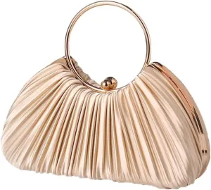 Bridal Wedding Purse Small Shoulder Elegant Crossbody Women Evening Pleated Clutch Silk Handbag