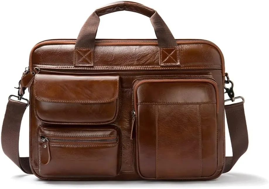 Briefcase Business Handbag Top Layer Cowhide Large Capacity Computer Bag Shoulder Bag
