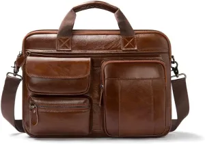 Briefcase Business Handbag Top Layer Cowhide Large Capacity Computer Bag Shoulder Bag