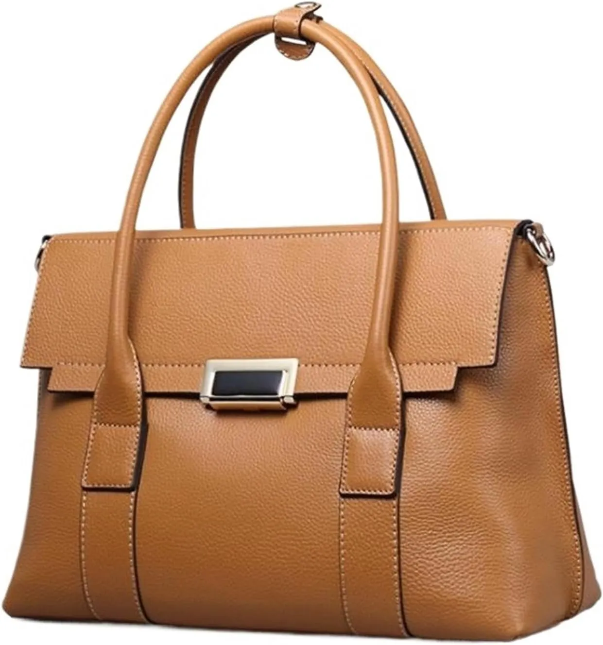 Briefcases Genuine Leather Briefcase Women Handbags Large Capacity Ladies Fashion Shoulder Messenger Bags(Brown)