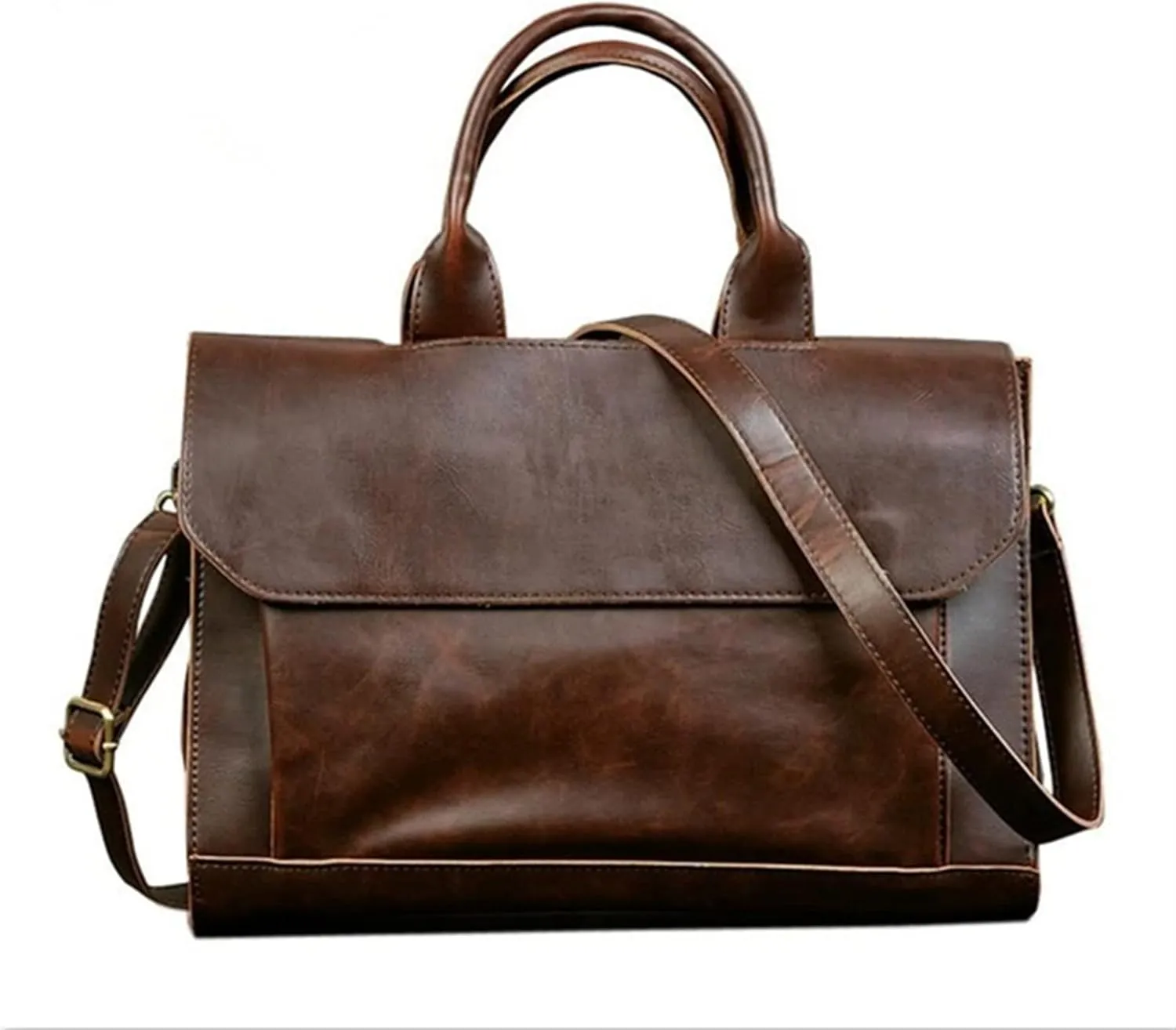 Briefcases Messenger Bags Laptop Bag Business Office Briefcase Men Handbag Leather Tote Male Solid Computer Laptop Bag Vintage Man Messenger Bag Leisure