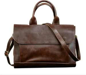 Briefcases Messenger Bags Laptop Bag Business Office Briefcase Men Handbag Leather Tote Male Solid Computer Laptop Bag Vintage Man Messenger Bag Leisure