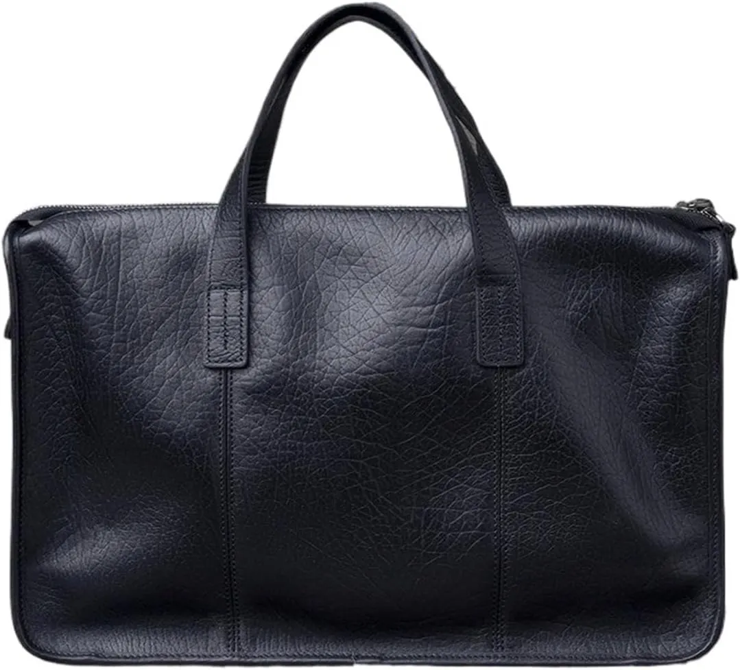 Briefcases Vintage Messenger Bags Men's Leather Briefcase Business Office Handbag Man Bag 15.6 Laptop Bag(Black)