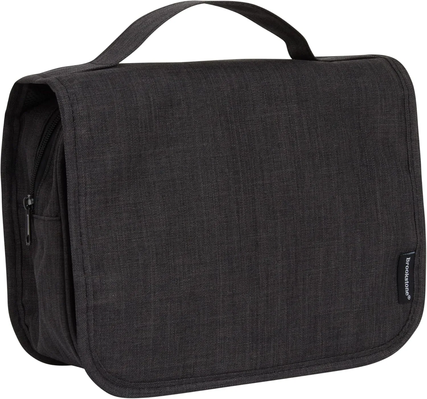 Brookstone Travel Toiletries Bag with Hanging Hook - Large Multi Functional Carrying Toiletry Pouch for Vacations, Airplanes, Trains, Buses, and Cars, Black