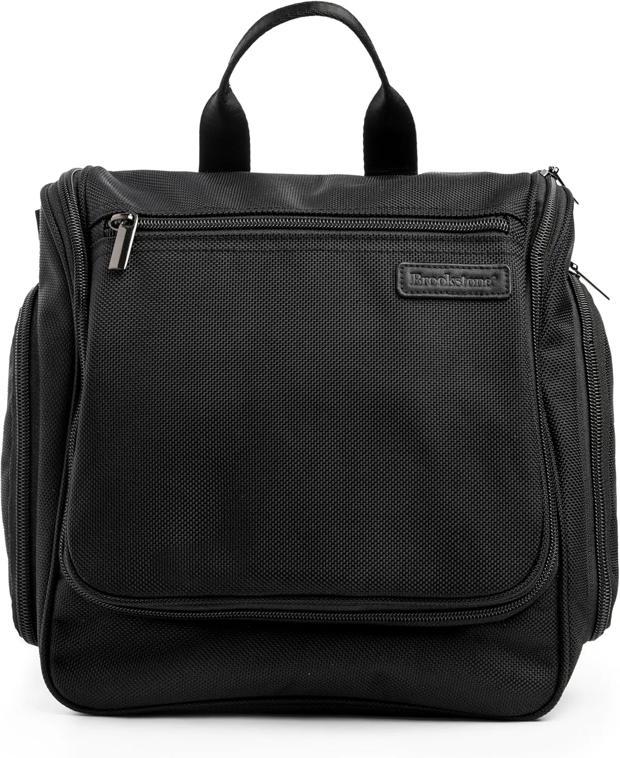 Brookstone Travel Toiletries Bag with Hanging Hook - Large Multi Functional Carrying Toiletry Pouch for Vacations, Airplanes, Trains, Buses, and Cars, Black