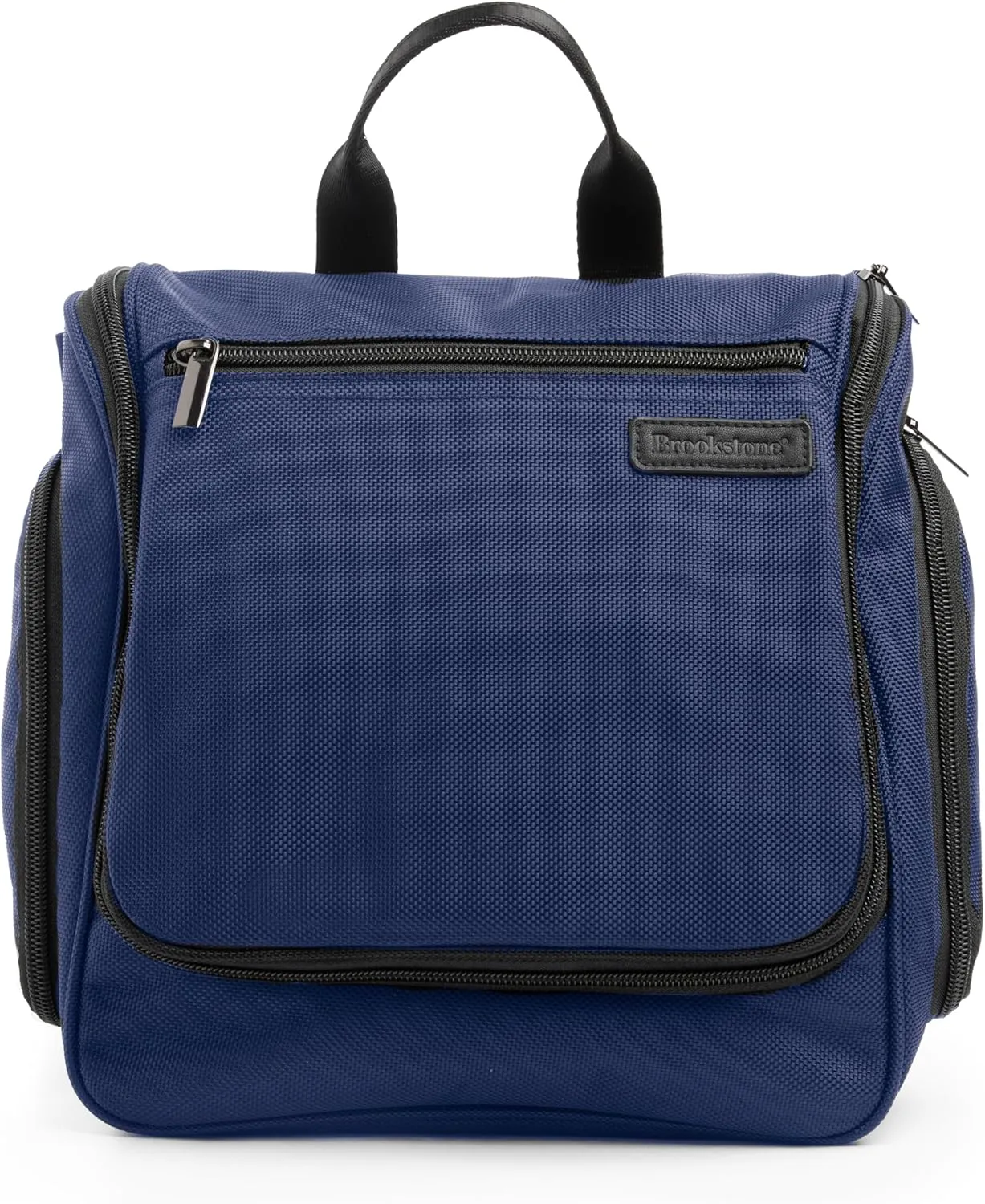 Brookstone Travel Toiletries Bag with Hanging Hook - Large Multi Functional Carrying Toiletry Pouch for Vacations, Airplanes, Trains, Buses, and Cars, Blue