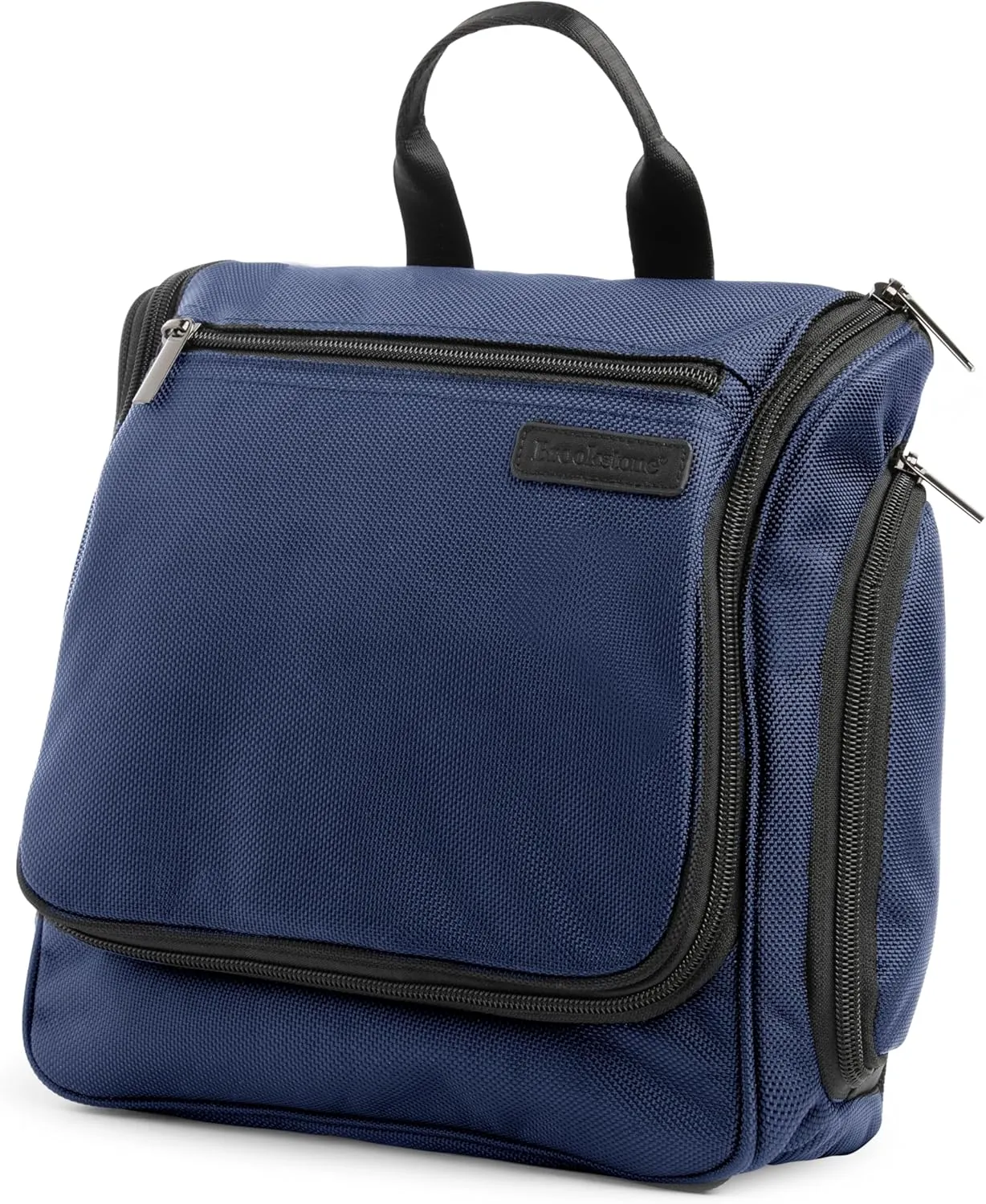 Brookstone Travel Toiletries Bag with Hanging Hook - Large Multi Functional Carrying Toiletry Pouch for Vacations, Airplanes, Trains, Buses, and Cars, Blue