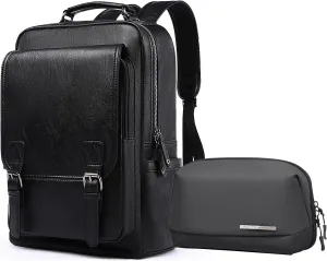 Bundle: The Ultimate Travel Set for Men - Leather Laptop Backpack & Toiletry Bag!