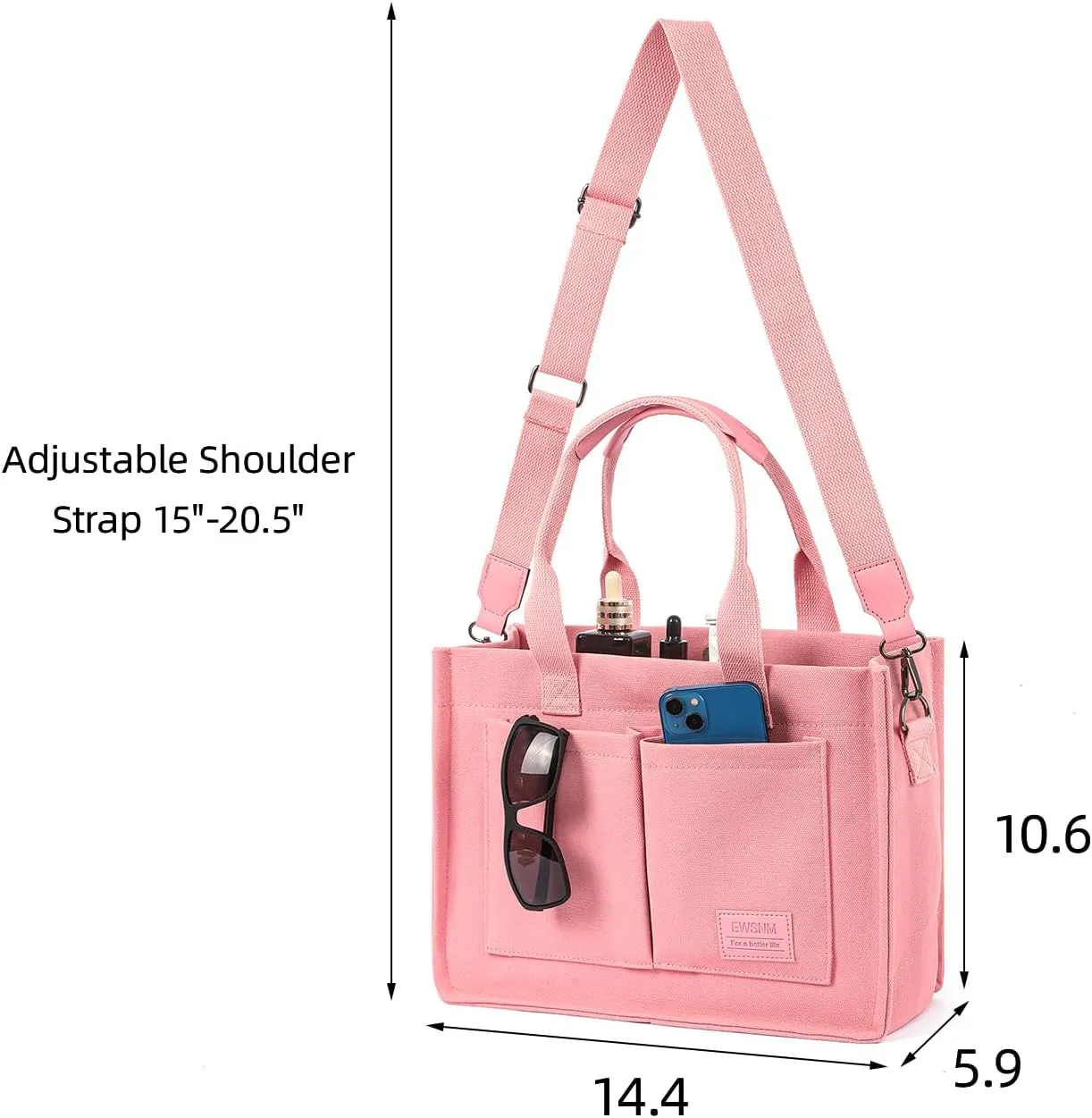 Canvas Tote Bag for Women, Large Laptop Travel Tote Handbag Totes with Crossbody Shoulder Teachers Reusable Grocery Bags