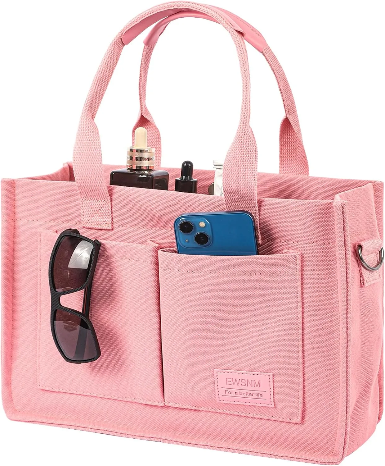 Canvas Tote Bag for Women, Large Laptop Travel Tote Handbag Totes with Crossbody Shoulder Teachers Reusable Grocery Bags