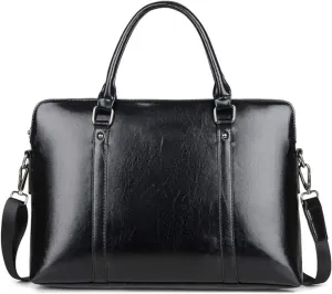 CcacHe Briefcases Vintage Messenger Handbag,Laptop Handbag Bussiness Shoulder Bag Satchel Case Sleeve for Notebook (Color : Black, Size : 14inch)
