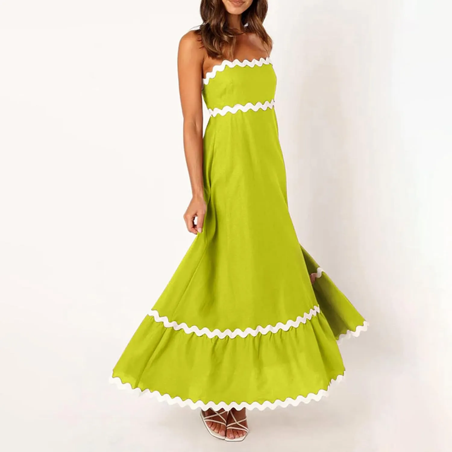 Ceboyel Women Summer Vacation Dresses 2024 Flowy Spaghetti Strap Sundresses Beachy Maxi Long Dress Trendy Boho Casual Clothes