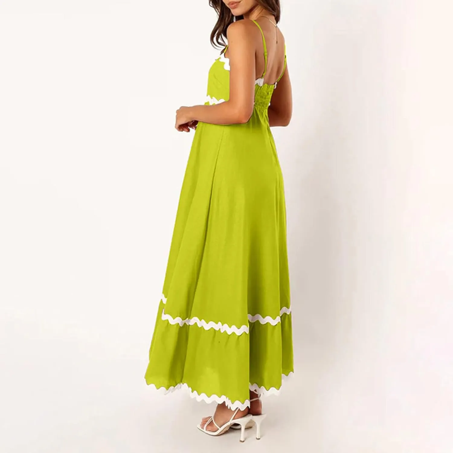 Ceboyel Women Summer Vacation Dresses 2024 Flowy Spaghetti Strap Sundresses Beachy Maxi Long Dress Trendy Boho Casual Clothes