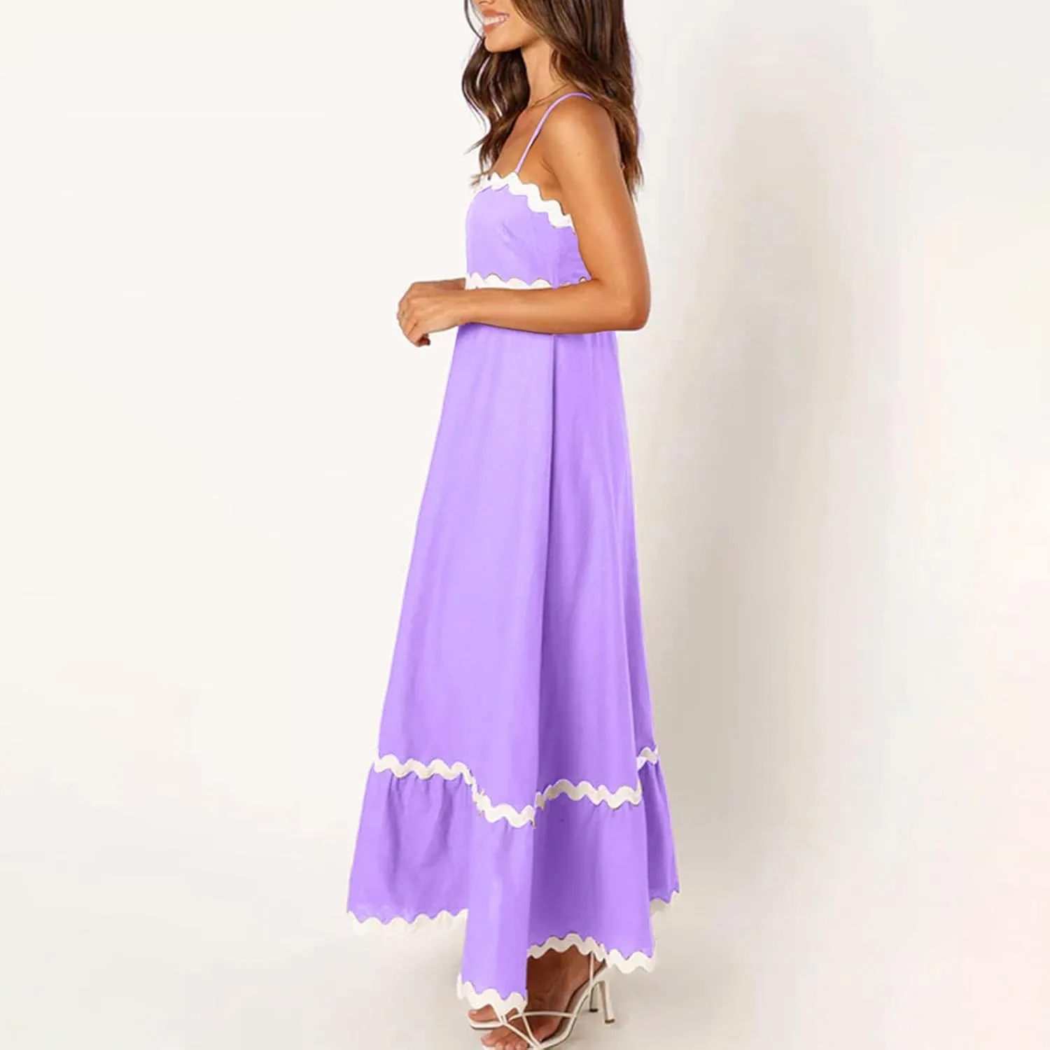 Ceboyel Women Summer Vacation Dresses 2024 Flowy Spaghetti Strap Sundresses Beachy Maxi Long Dress Trendy Boho Casual Clothes