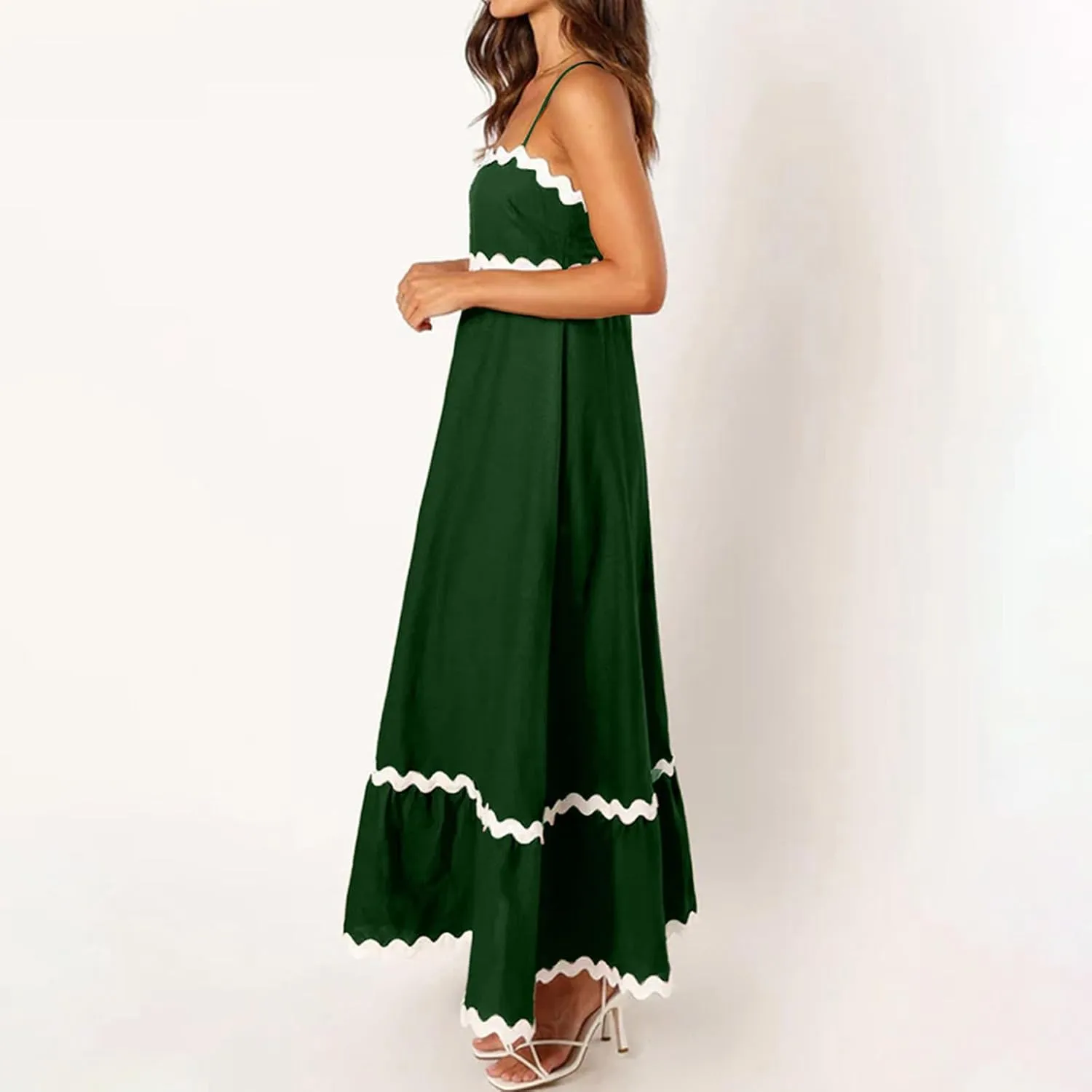 Ceboyel Women Summer Vacation Dresses 2024 Flowy Spaghetti Strap Sundresses Beachy Maxi Long Dress Trendy Boho Casual Clothes