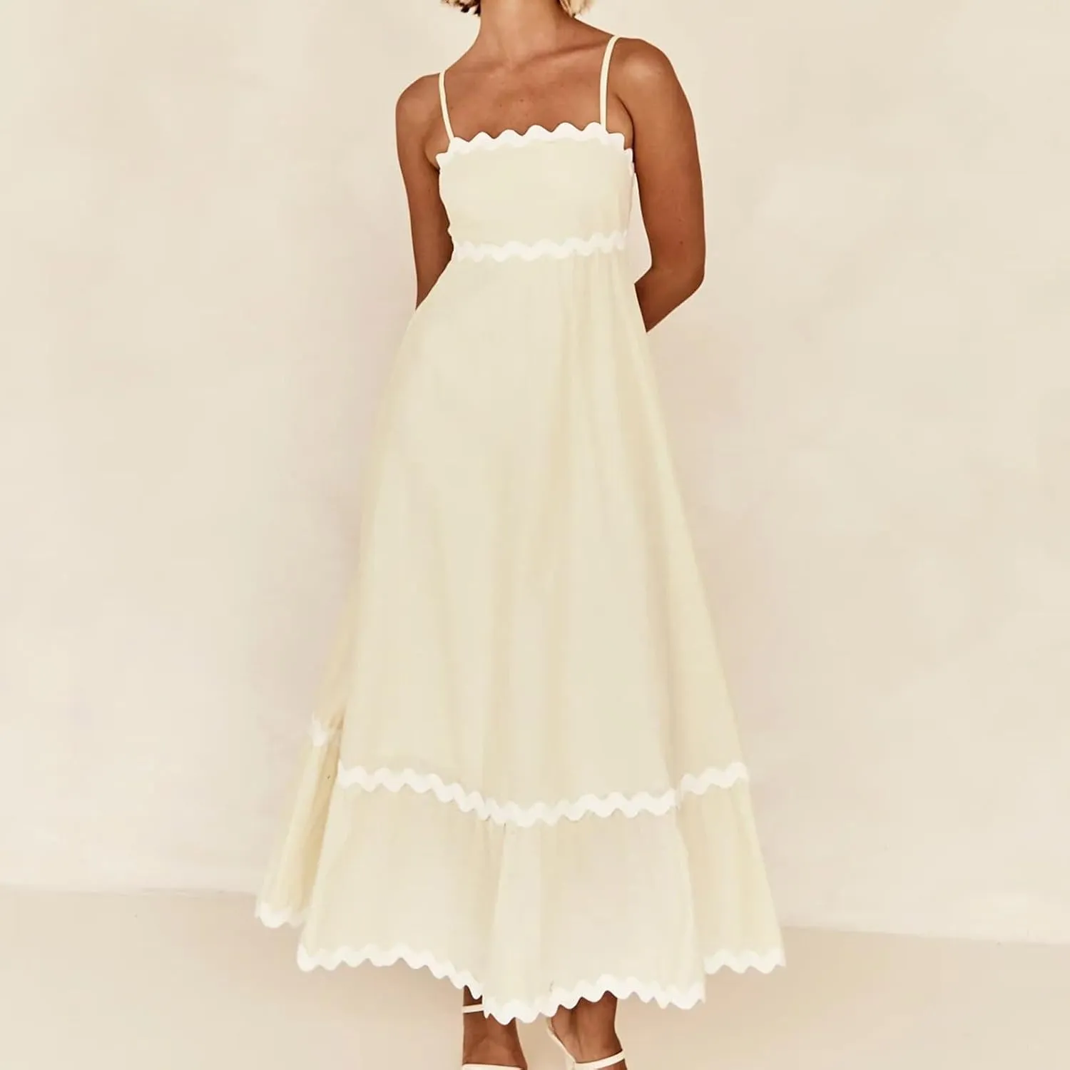 Ceboyel Women Summer Vacation Dresses 2024 Flowy Spaghetti Strap Sundresses Beachy Maxi Long Dress Trendy Boho Casual Clothes