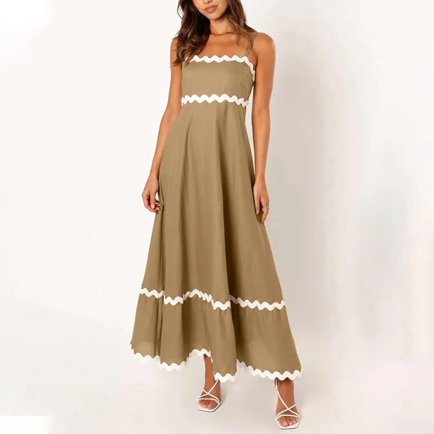 Ceboyel Women Summer Vacation Dresses 2024 Flowy Spaghetti Strap Sundresses Beachy Maxi Long Dress Trendy Boho Casual Clothes