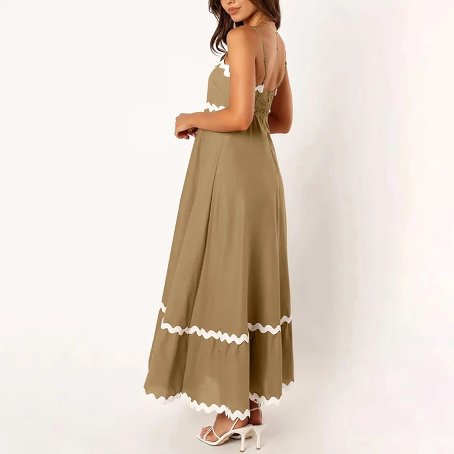 Ceboyel Women Summer Vacation Dresses 2024 Flowy Spaghetti Strap Sundresses Beachy Maxi Long Dress Trendy Boho Casual Clothes