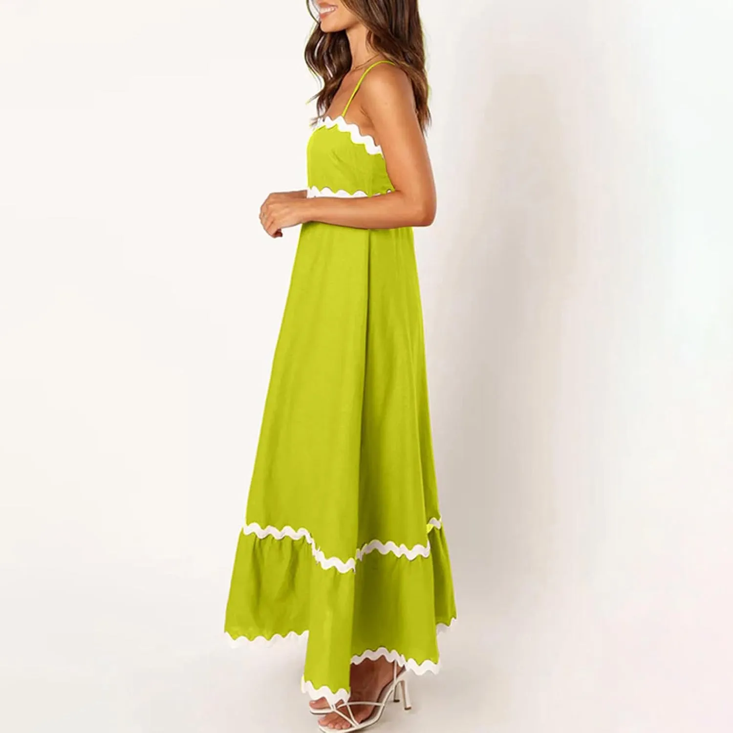 Ceboyel Women Summer Vacation Dresses 2024 Flowy Spaghetti Strap Sundresses Beachy Maxi Long Dress Trendy Boho Casual Clothes