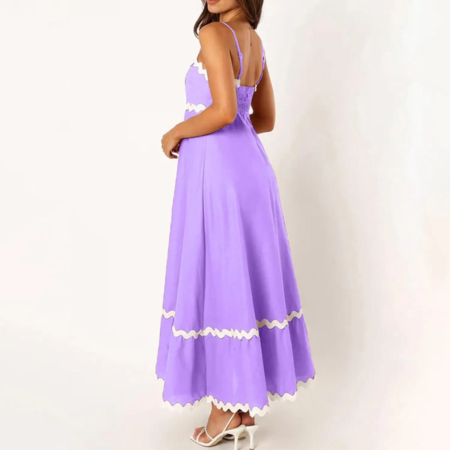 Ceboyel Women Summer Vacation Dresses 2024 Flowy Spaghetti Strap Sundresses Beachy Maxi Long Dress Trendy Boho Casual Clothes