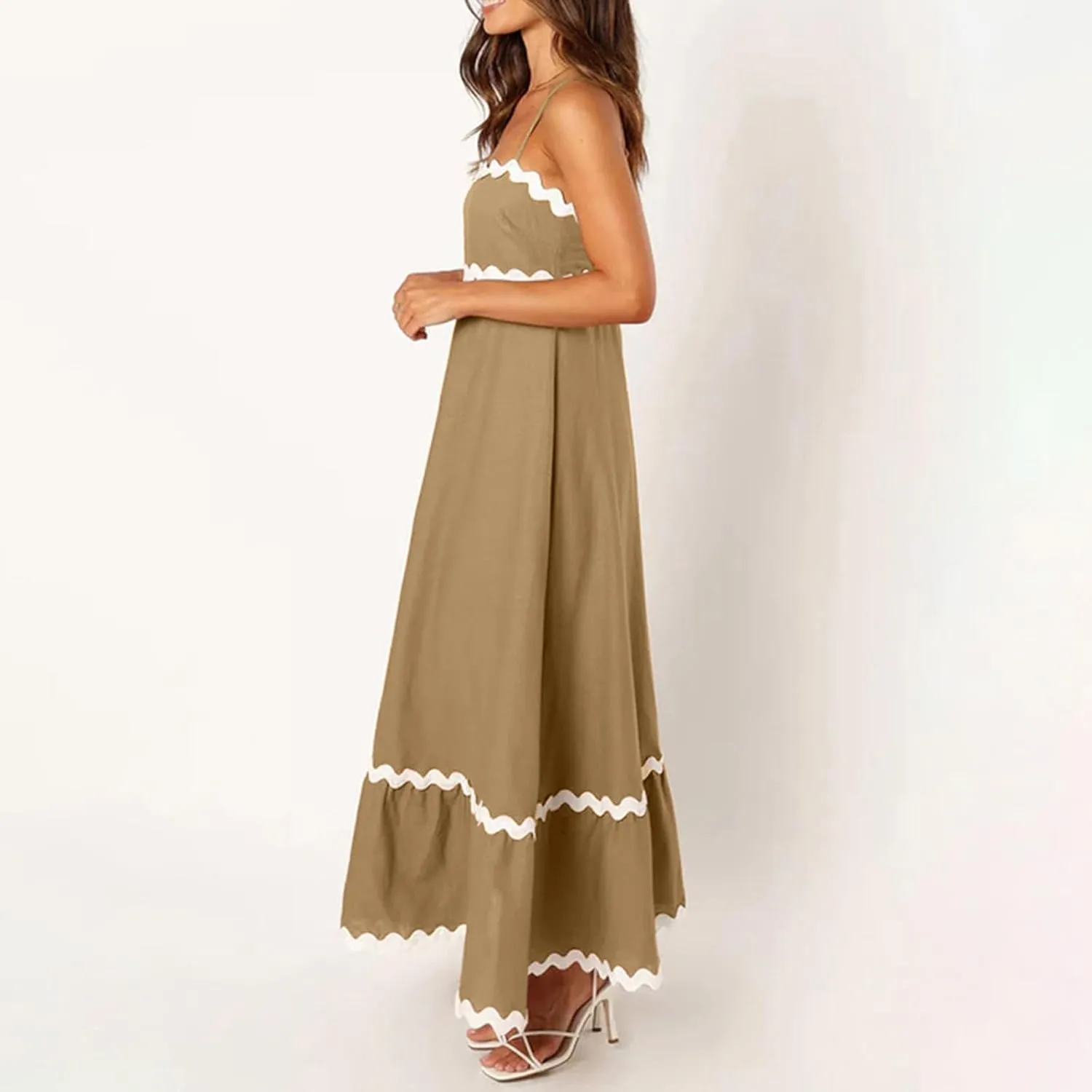 Ceboyel Women Summer Vacation Dresses 2024 Flowy Spaghetti Strap Sundresses Beachy Maxi Long Dress Trendy Boho Casual Clothes