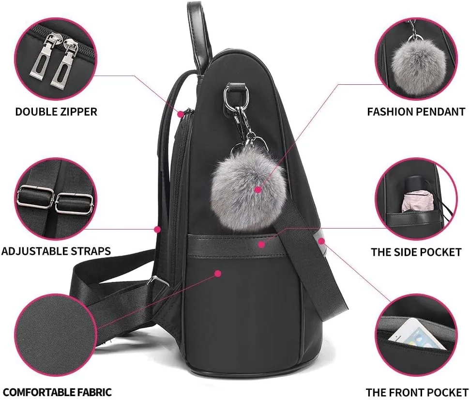CHERUTY Women Backpack Purse Nylon Anti-theft Fashion Casual Lightweight Travel Shoulder Bag