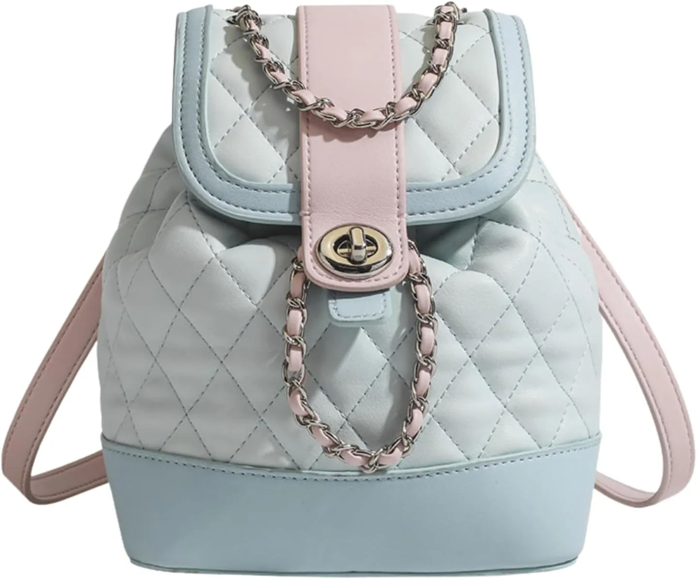 Chic Backpack for Women, Fashion Casual Y2K Aesthetic Design Daypack Mini Backpack Daily Use Hiking Travel Trip Bags (Pink Blue)