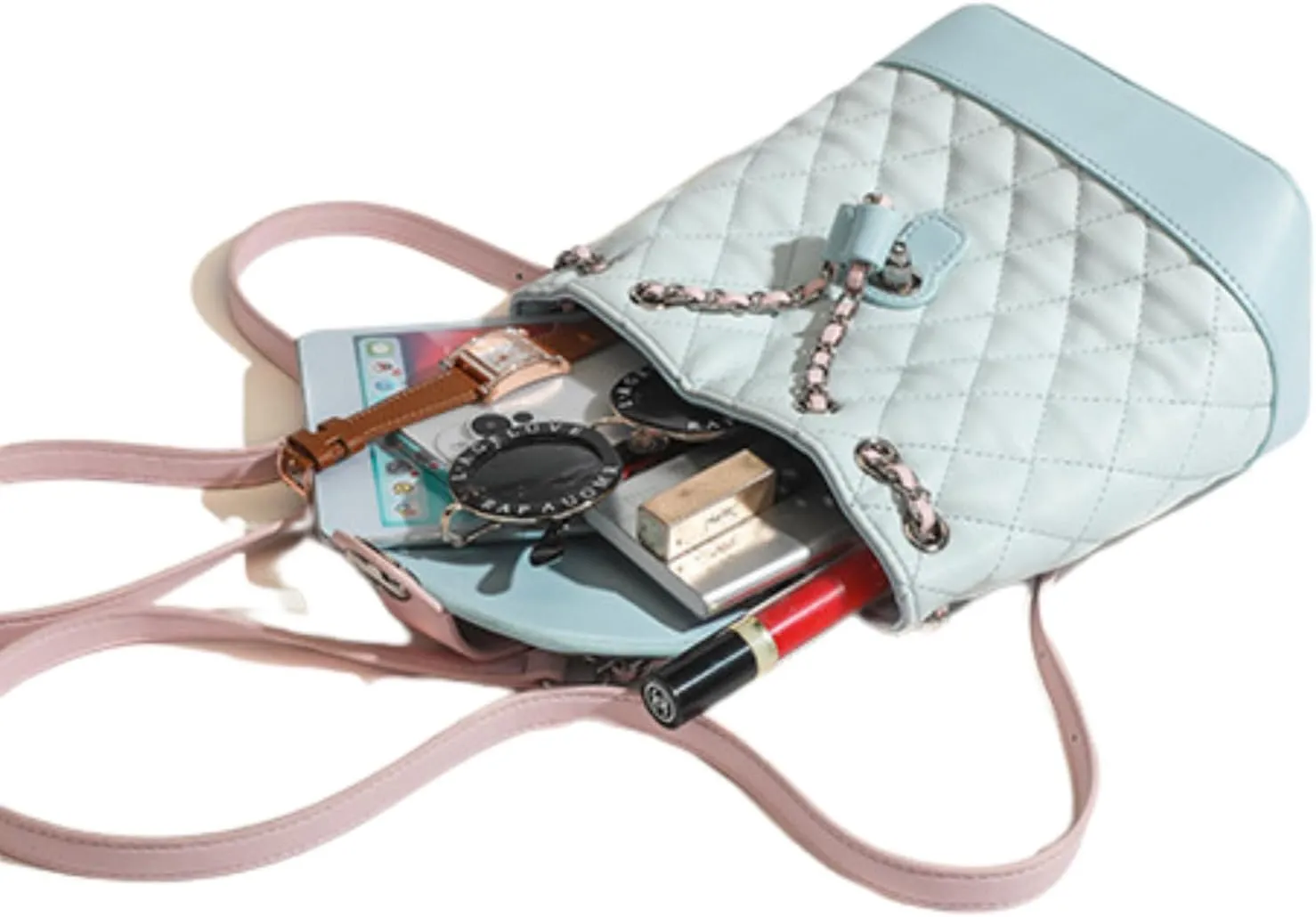 Chic Backpack for Women, Fashion Casual Y2K Aesthetic Design Daypack Mini Backpack Daily Use Hiking Travel Trip Bags (Pink Blue)
