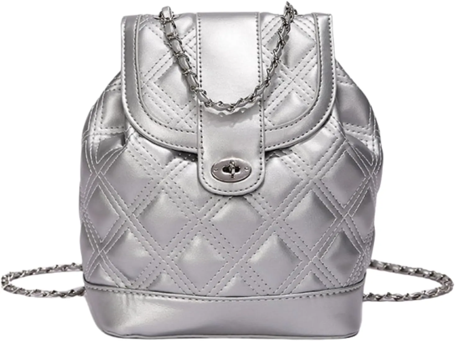 Chic Backpack for Women, Fashion Casual Y2K Aesthetic Design Daypack Mini Backpack Daily Use Hiking Travel Trip Bags (Silver)