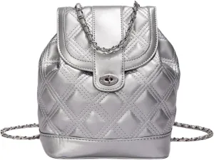 Chic Backpack for Women, Fashion Casual Y2K Aesthetic Design Daypack Mini Backpack Daily Use Hiking Travel Trip Bags (Silver)