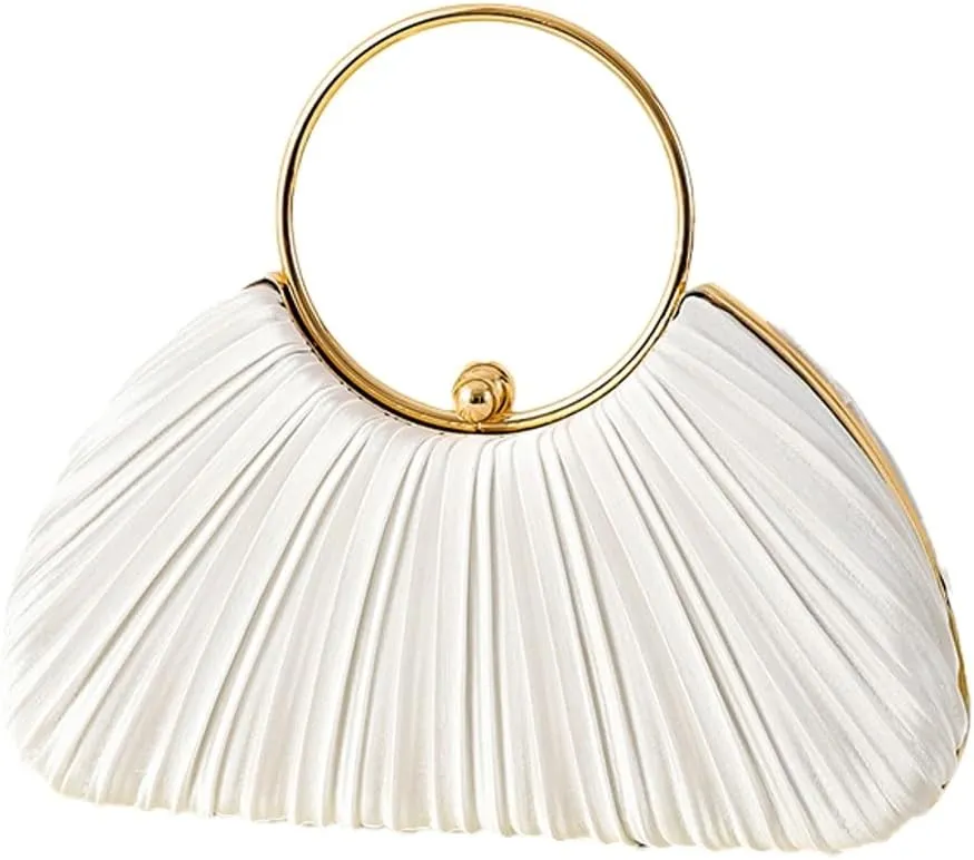 Chic Clutch Purses for Women Soft Evening Bag Pleated Shoulder Crossbody Bag with Chain for Bridal Wedding Party Dressy