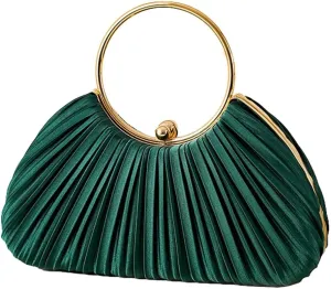 Chic Clutch Purses for Women Soft Evening Bag Pleated Shoulder Crossbody Bag with Chain for Bridal Wedding Party Dressy